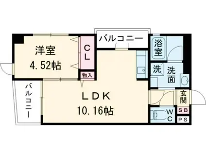オリオンビル(1LDK/5階)の間取り写真
