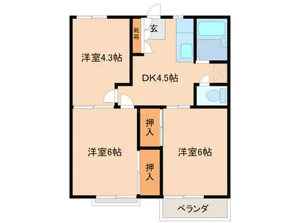 グレイス7(3DK/2階)の間取り写真