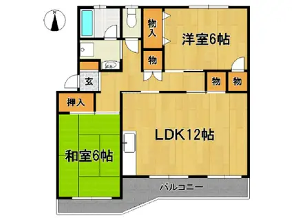 グリーンハイツ飯田(2LDK/3階)の間取り写真