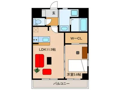 ESPOIR中央(1LDK/8階)の間取り写真