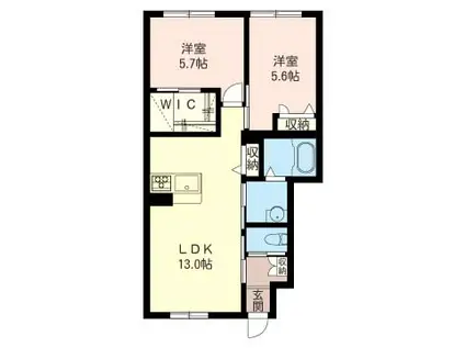 マルベリー II(2LDK/1階)の間取り写真