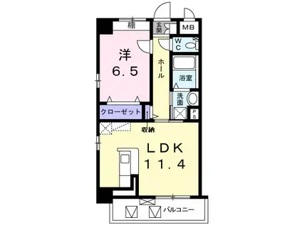 西舞子壱番館(1LDK/2階)の間取り写真
