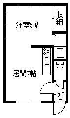 6・18ハイツ(1DK/2階)の間取り写真