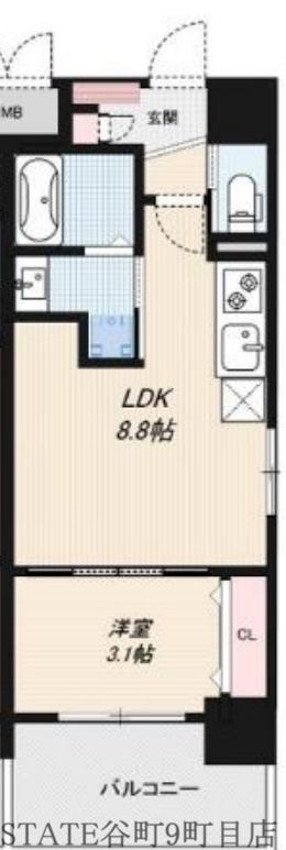 DIMORA難波(1LDK/7階)の間取り写真