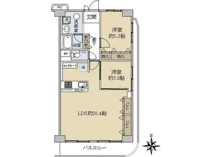 四条大宮グランドコーポ(2LDK/10階)の間取り写真