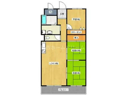コスモスハイツ(3LDK/2階)の間取り写真