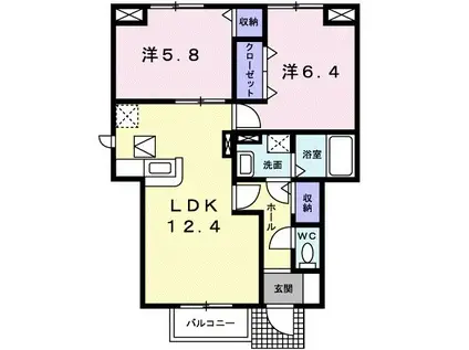 シャルマンタツミA(2LDK/2階)の間取り写真