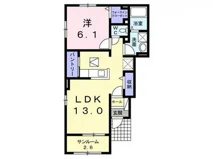 ブリーズ 打馬(1LDK/1階)の間取り写真