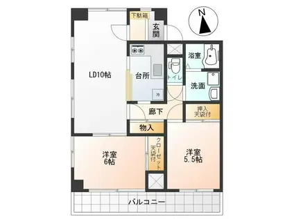 グリーンヒル(2LDK/1階)の間取り写真