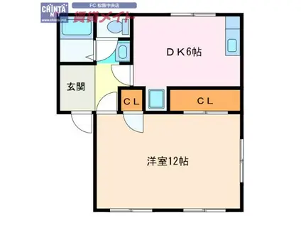 パレス友(1DK/1階)の間取り写真