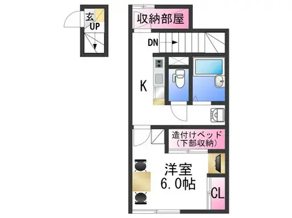 レオパレス橘(1K/2階)の間取り写真