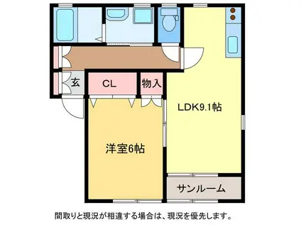 グランビル小針(1LDK/1階)の間取り写真