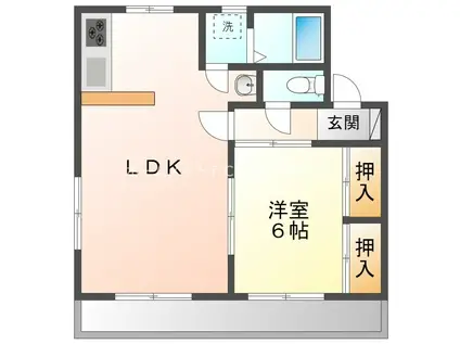 ヴィラスクエア(1LDK/2階)の間取り写真