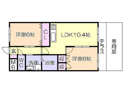SONNETTEII(2LDK/1階)の間取り写真
