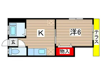 コーポ東(1K/1階)の間取り写真