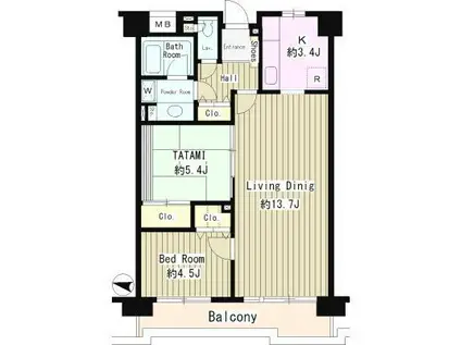 コーボック新小金井(2LDK/3階)の間取り写真