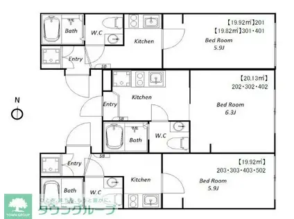 BLUEPALLET池上(1K/3階)の間取り写真