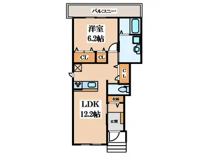 コージーハイム(1LDK/1階)の間取り写真