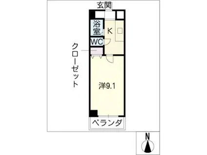 ブロア南山I(1K/2階)の間取り写真