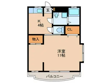 グランデージ山元(1K/1階)の間取り写真