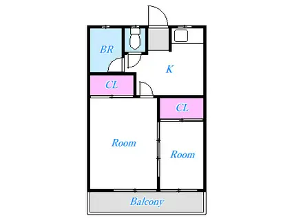 山田ビル(2K/2階)の間取り写真