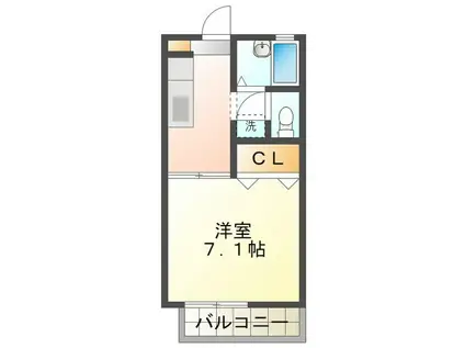 ポートサイド(1K/1階)の間取り写真