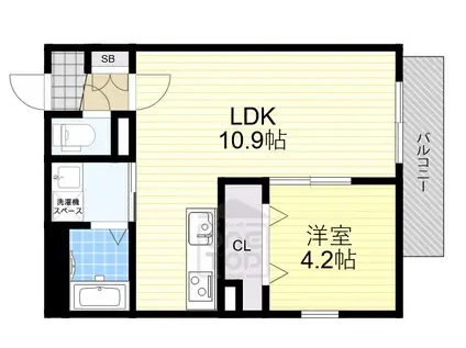 GARDENIA茨木(1LDK/3階)の間取り写真
