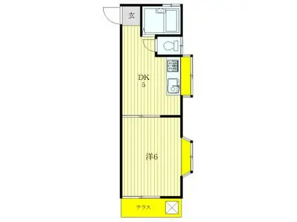 アンピオ市川(1DK/2階)の間取り写真