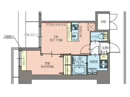 プレジオ難波ASIAN(1DK/13階)の間取り写真