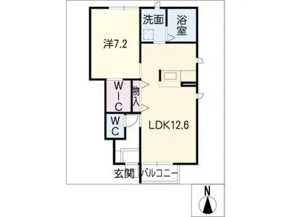 メゾンティアラ(1LDK/1階)の間取り写真