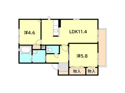 シャーメゾン協和B(2LDK/2階)の間取り写真