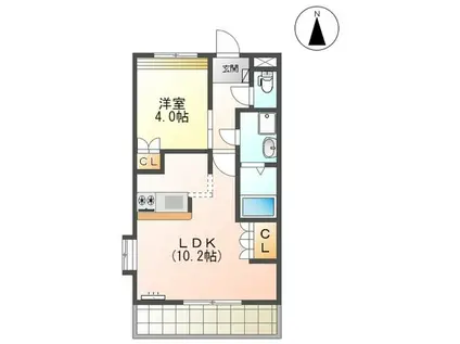 サンコート南(1LDK/3階)の間取り写真