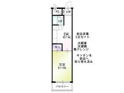 IRIE BLDG(1DK/2階)の間取り写真