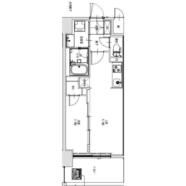 S-RESIDENCE烏森AUREATE(1LDK/8階)の間取り写真