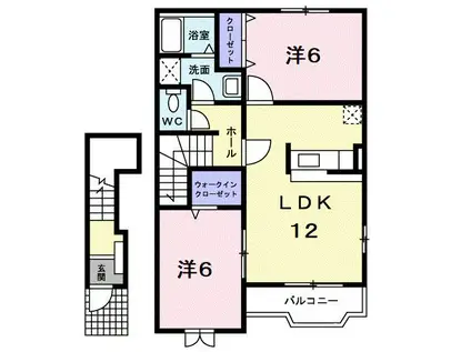 サンリット パレスB(2LDK/2階)の間取り写真