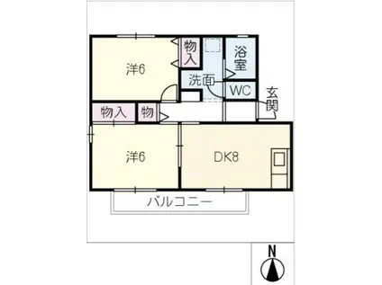 ウィンド ミル(2DK/2階)の間取り写真