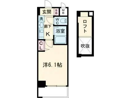 エステムコート神戸県庁前IIIフィエルテ(1K/2階)の間取り写真