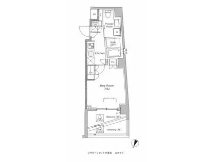 西武新宿線 中井駅 徒歩5分 7階建 築10年(1K/4階)の間取り写真
