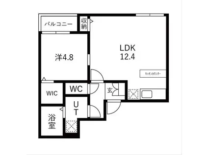 FIKA道徳(1LDK/1階)の間取り写真