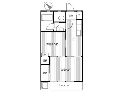 安倍ビル(2K/3階)の間取り写真