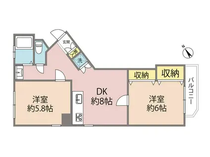 ハイツ白金(2DK/3階)の間取り写真