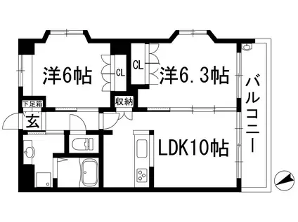 パルテール(2LDK/2階)の間取り写真