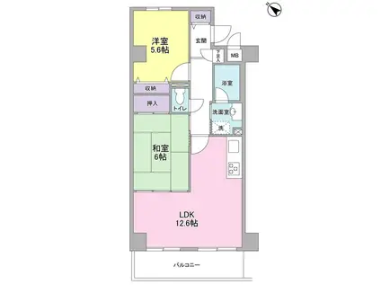 レジデンスヨコハマ南(2LDK/5階)の間取り写真