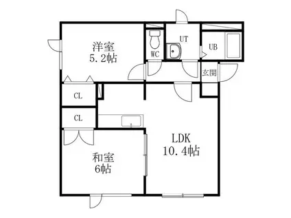 フラットYU(2LDK/1階)の間取り写真