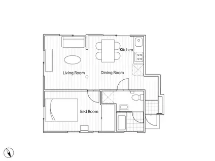JR中央線 三鷹駅 徒歩5分 2階建 築47年(ワンルーム/1階)の間取り写真