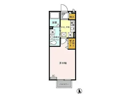 ガーデンクレール(1K/1階)の間取り写真