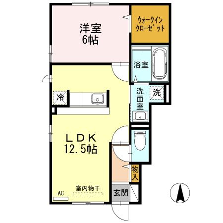 ディアマンテ(1LDK/1階)の間取り写真