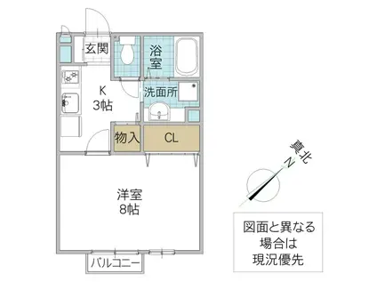 フレンドリースクエア(1K/2階)の間取り写真