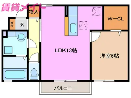 モナリエーレ芳ケ崎A棟(1LDK/1階)の間取り写真