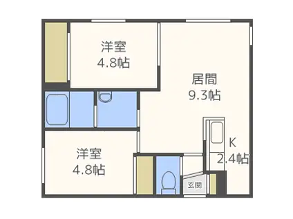 プリオール月寒東(2LDK/3階)の間取り写真